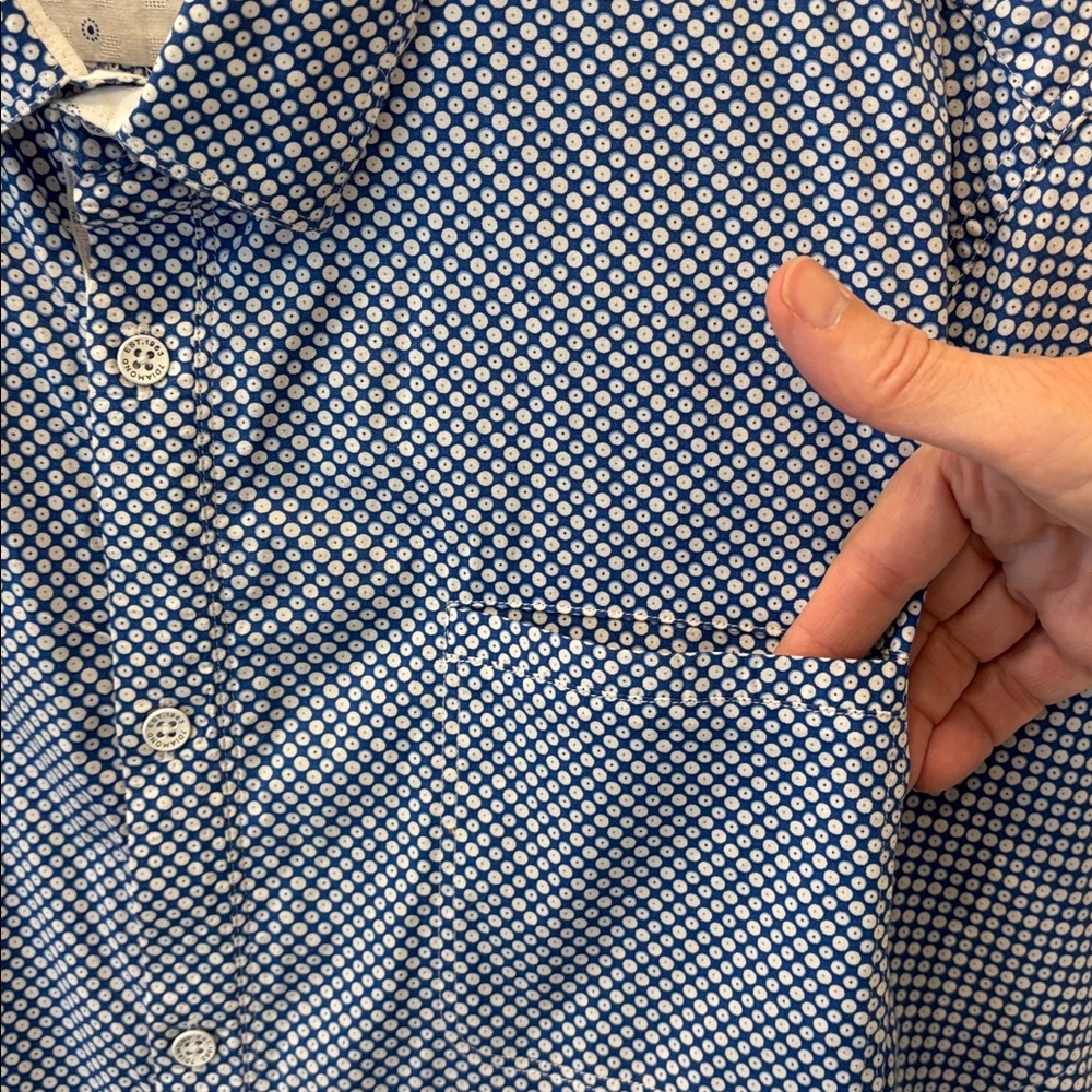 7 Diamonds Blue Micro-Pattern Short-Sleeve Button-Down Shirt - Size XL
